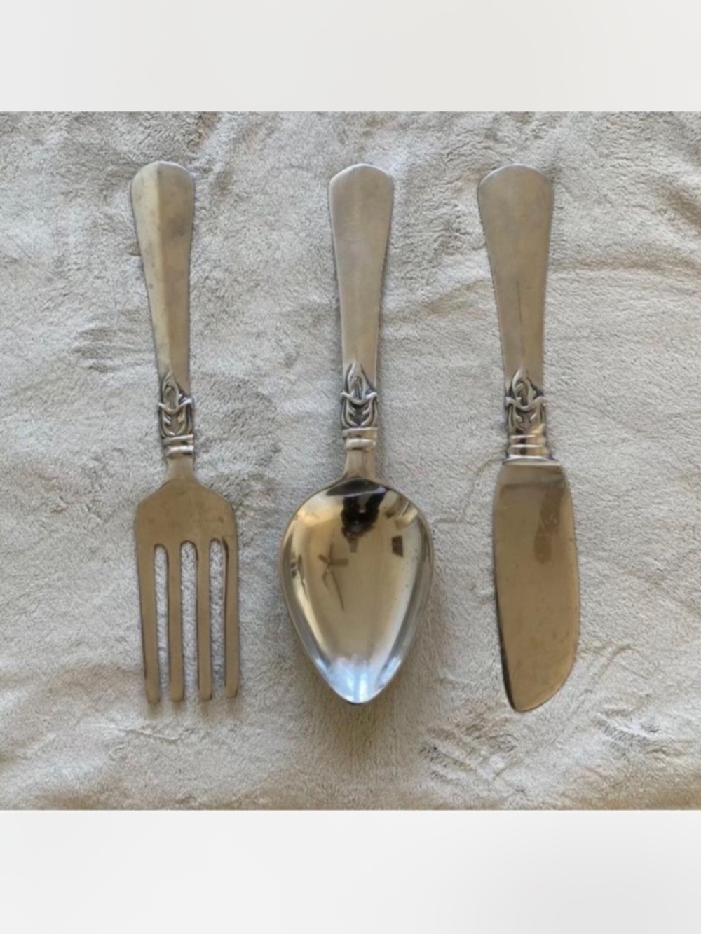 🪞 NWT cutlery set spoon fork knife hanging wall decor set of 3 stainless steel